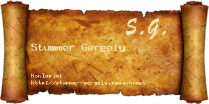 Stummer Gergely névjegykártya